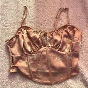 Pacsun LA Hearts peach butterfly corset tank top